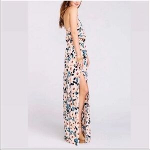 Show Me Your MuMu pale peach and Black Halter Heather Maxi Dress. Med. like new